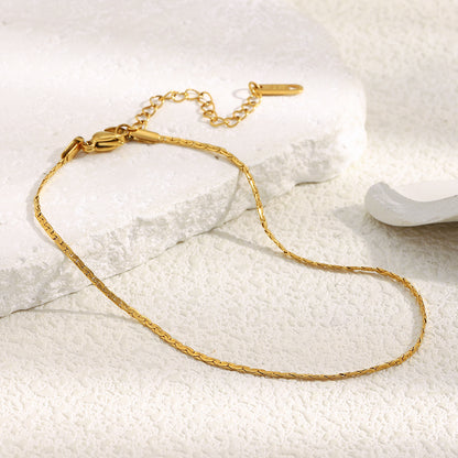 STUD 18K gold-plated twist chain anklet, minimalist waterproof foot jewelry