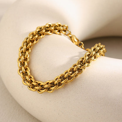 18K gold plated chunky lantern chain bracelet in stainless steel – hip-hop vintage style by STUD