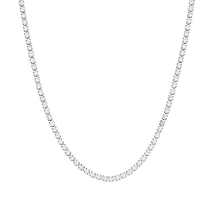 Close View of Silver zircon stone necklace – minimalist stainless steel design by STUD-Shop Till You Drop