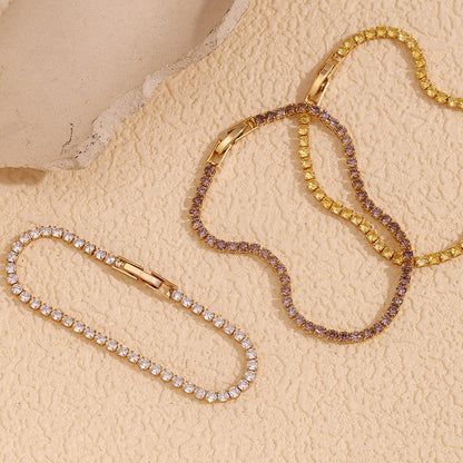 Minimalist Gold Plated Tennis Bracelet - Yellow Stone