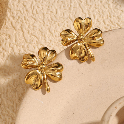 Trendy 18K gold-plated flower earrings – retro modern waterproof hypoallergenic studs by STUD (Shop Till You Drop)

