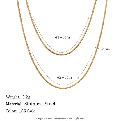Double layer 18K gold plated snake chain necklace with minimalist design