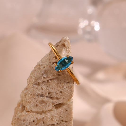 Minimalist 18K Gold Plated Zircon Adjustable Ring