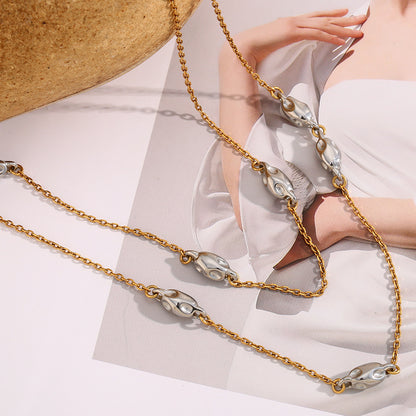 Two-Tone Beaded Layered Necklace