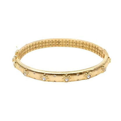 Royal Gem Bangle – 18K Gold Open Design | STUD