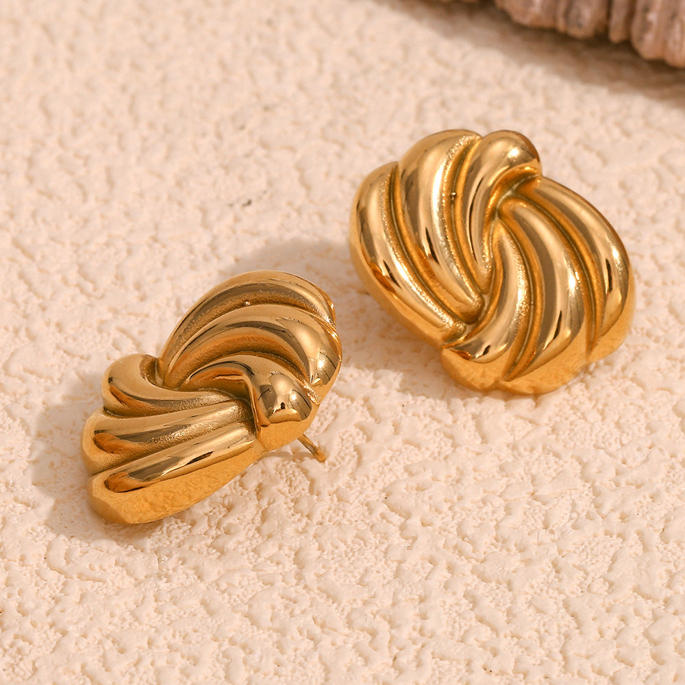 French Vintage-Inspired 18K Gold-Plated Oval Rotating Hoop Earrings