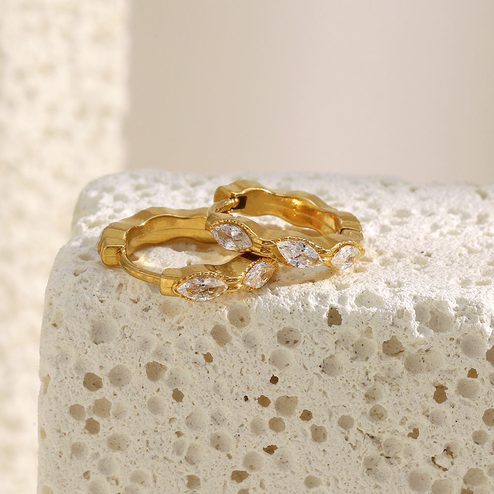 STUD mini marquise hoop earrings – 18K gold-plated, waterproof, anti-tarnish design with zircon stones