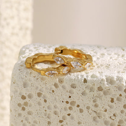 STUD mini marquise hoop earrings – 18K gold-plated, waterproof, anti-tarnish design with zircon stones