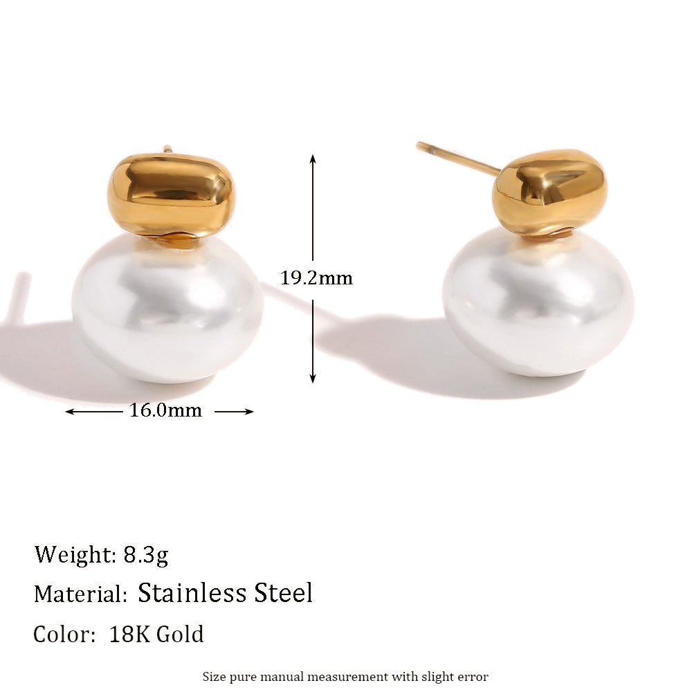 Elegant 18K Gold-Plated Pearl Stud Earrings