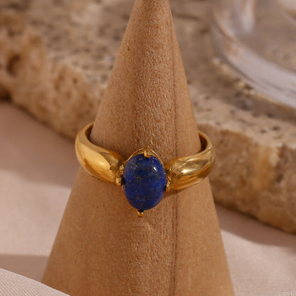 18K Gold Plated Petal Shape Ring – Minimalist Stainless Steel Jewelry – STUD