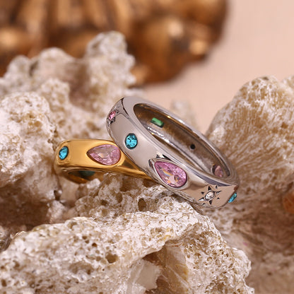Geometric zircon ring styled view