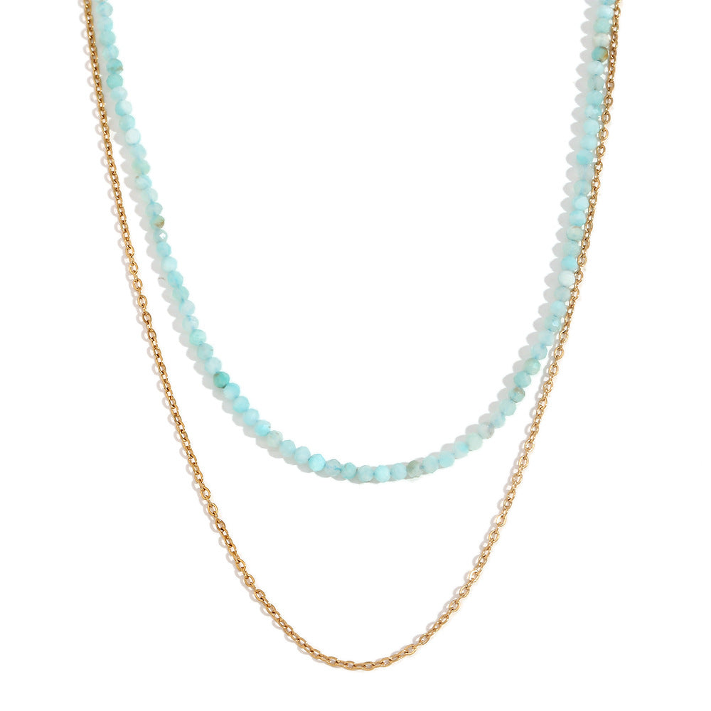 18K Gold Plated Double-Layer Amazonite Pendant Necklace