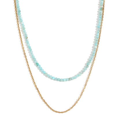 Layered necklace with natural stone pendant