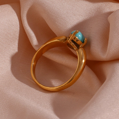 18K Gold Plated Petal Shape Ring – Minimalist Stainless Steel Jewelry – STUD