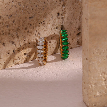 Elegant Oval Green Zircon Ring | Minimalist Design