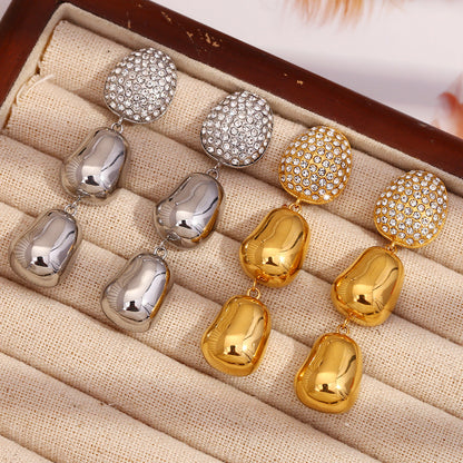Silver Peanut Drop Earrings