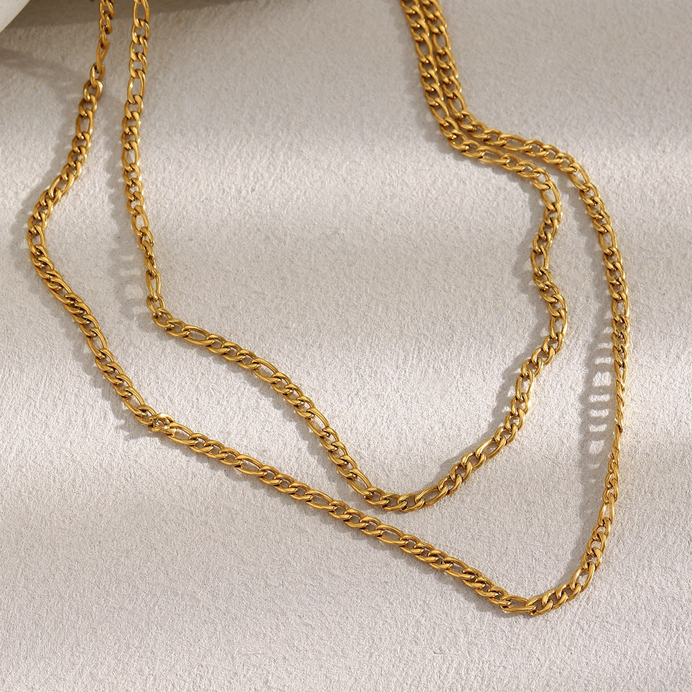 3mm gold Figaro chain necklace with 18K plating in two sizes