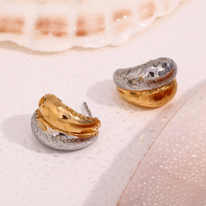 Two Tone Stud Earrings styled for casual looks