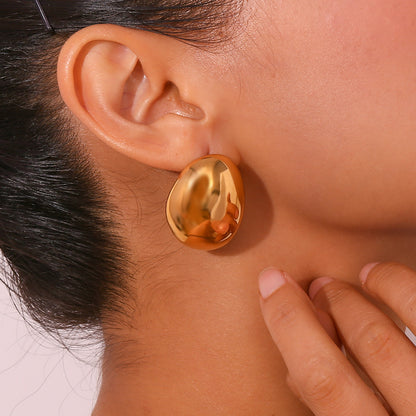 Hollow gold teardrop bead earrings – 18K gold-plated, 3D sculptural design, waterproof by STUD (Shop Till You Drop)