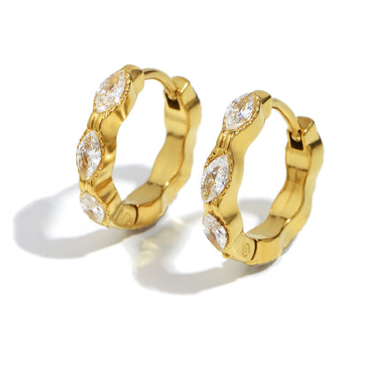 STUD mini marquise hoop earrings – 18K gold-plated, waterproof, anti-tarnish design with zircon stones