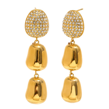 Top View of Gold peanut drop earrings – 18K gold-plated with zircon, waterproof, anti-tarnish by STUD (Shop Till You Drop)