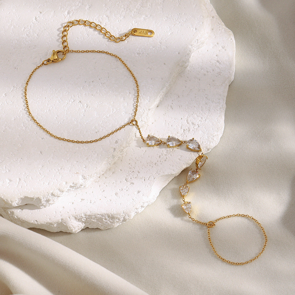 18K gold rope chain hand bracelet for women with adjustable clasp – waterproof and elegant