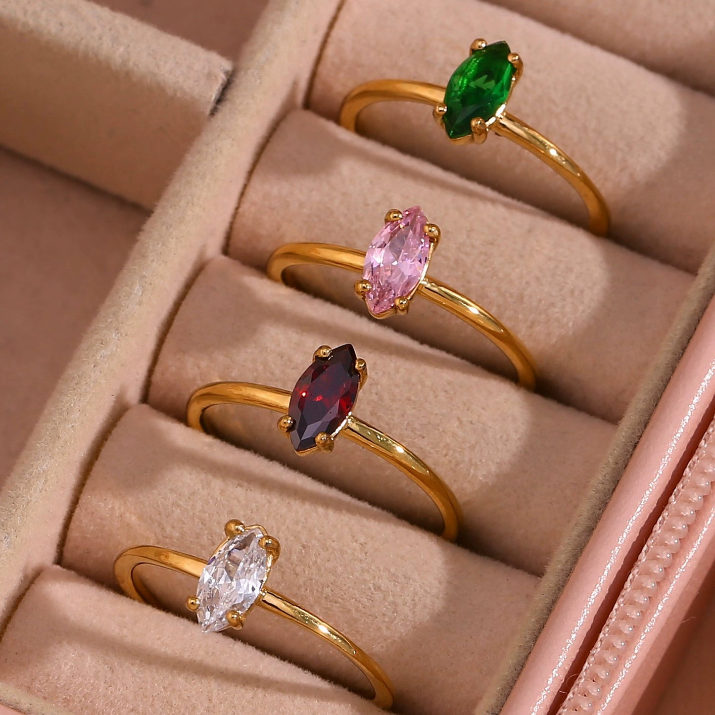 Marquise Red Zircon Open Ring