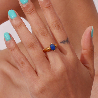 Side view of gold petal shape ring for women