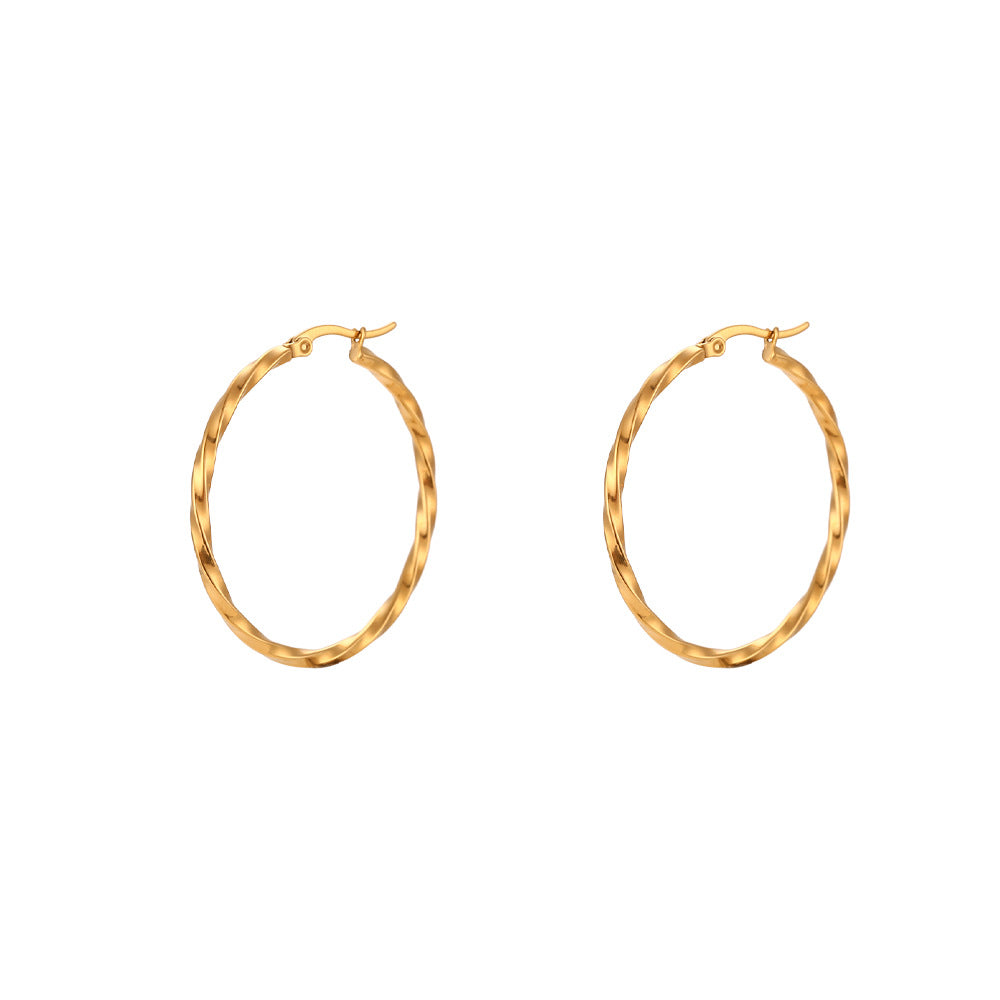Golden Twist Hoop Earrings