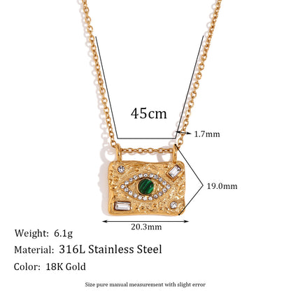 Size Details of Evil Eye gold necklace with green malachite pendant – STUD-Shop Till You Drop