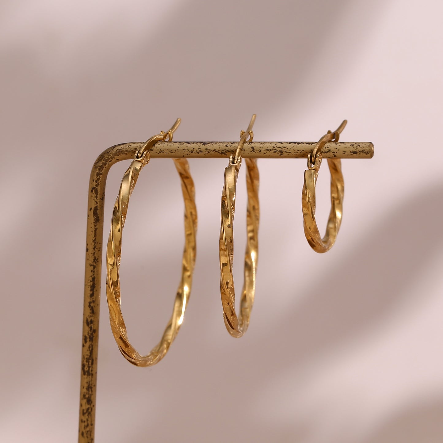 Golden Twist Hoop Earrings