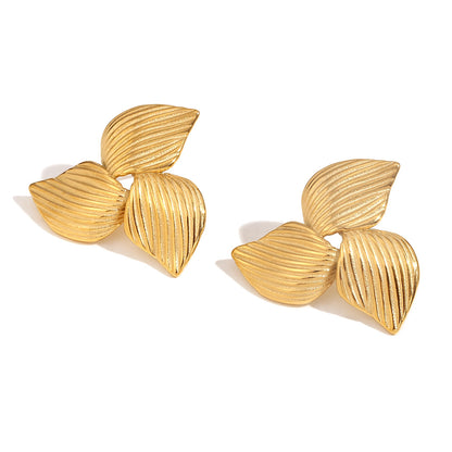 Close View of Chic boomerang-shaped gold earrings – 18K gold-plated, polished finish, waterproof by STUD (Shop Till You Drop)