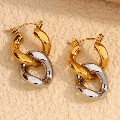Two-Tone Chain Link Earrings in gold and silver by STUD
