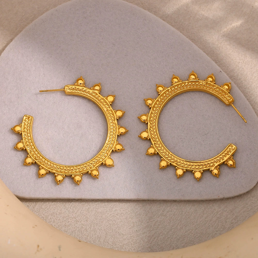 Boho Wheat C Hoop Earrings
