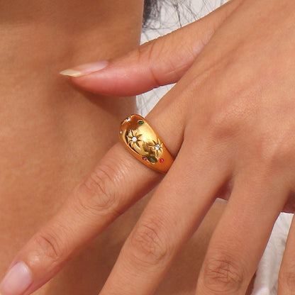Celestial Charm Gold-Plated Dome Ring