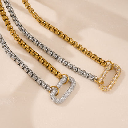Silver Two-Tone Pendant Necklace