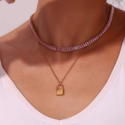 Pink necklace detail