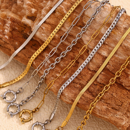 Minimalist Silver Snake Chain Clasp Bracelet