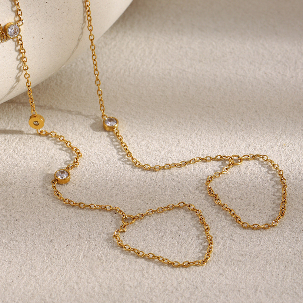 18K gold ripple chain finger ring bracelet in stainless steel