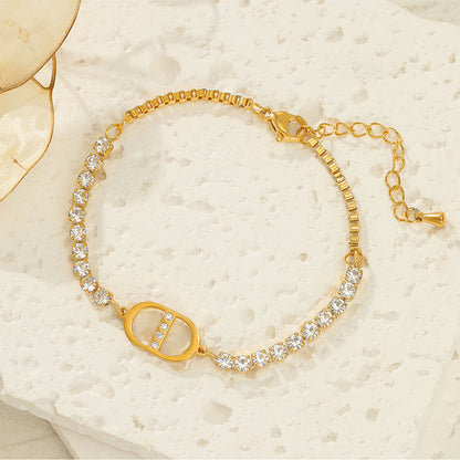 18K Gold Plated Butterfly and Clover Bracelet – Dainty Zircon Titanium Steel – STUD