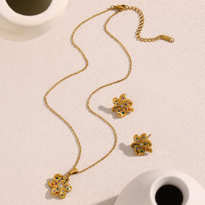 Vintage Bloom Stud Earrings – 18K Gold