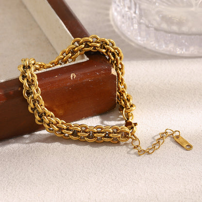 18K gold plated chunky lantern chain bracelet in stainless steel – hip-hop vintage style by STUD