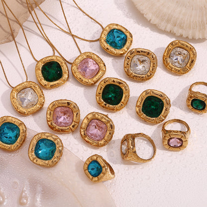 Vintage Green Floral Zirconia Necklace