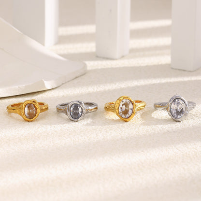 Silver zircon statement ring with textured molten design – STUD Jewelry