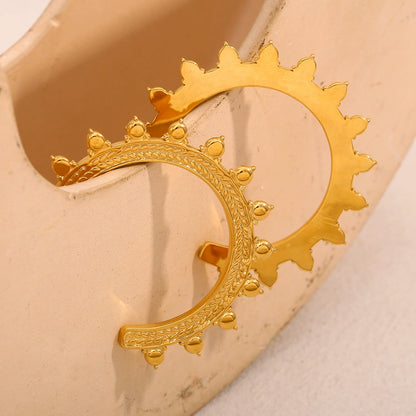 Side View of Boho wheat texture C hoop earrings – 18K gold-plated, waterproof, anti-tarnish jewelry by STUD (Shop Till You Drop)