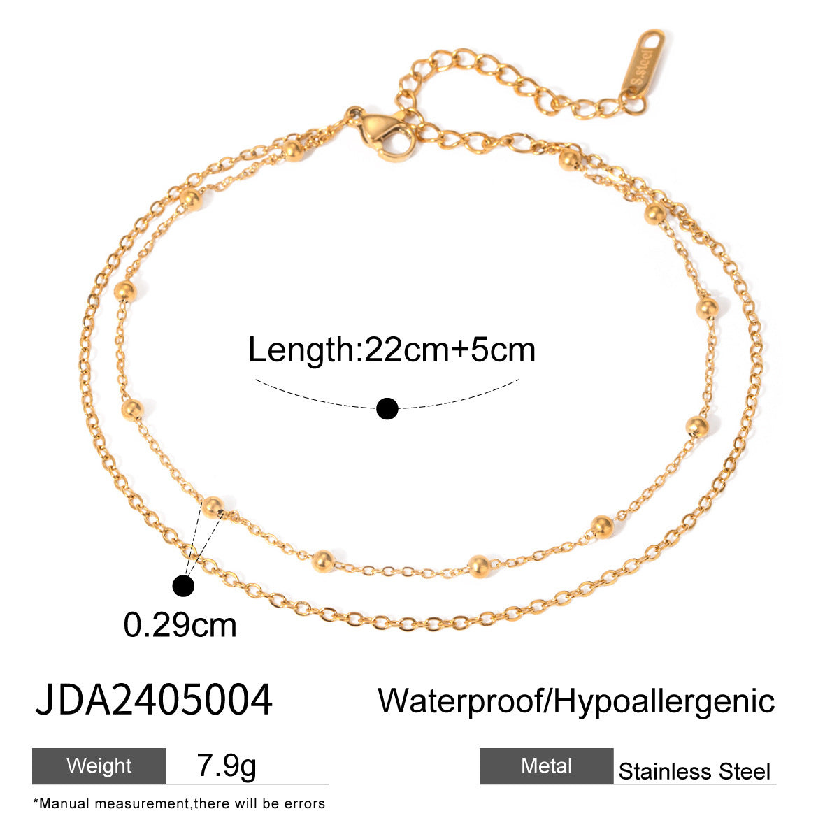 Double Layer Bead Chain Anklet