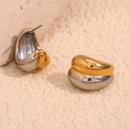 Side view of Two Tone Stud Earrings