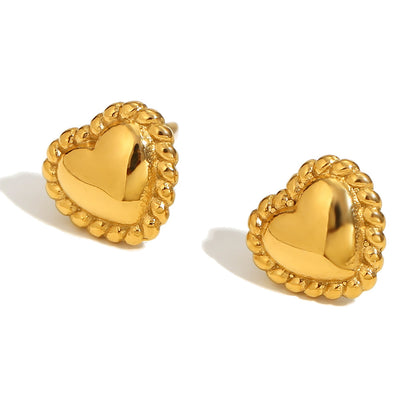 Gold twisted heart stud earrings – 18K gold-plated, waterproof, anti-tarnish jewelry by STUD (Shop Till You Drop)