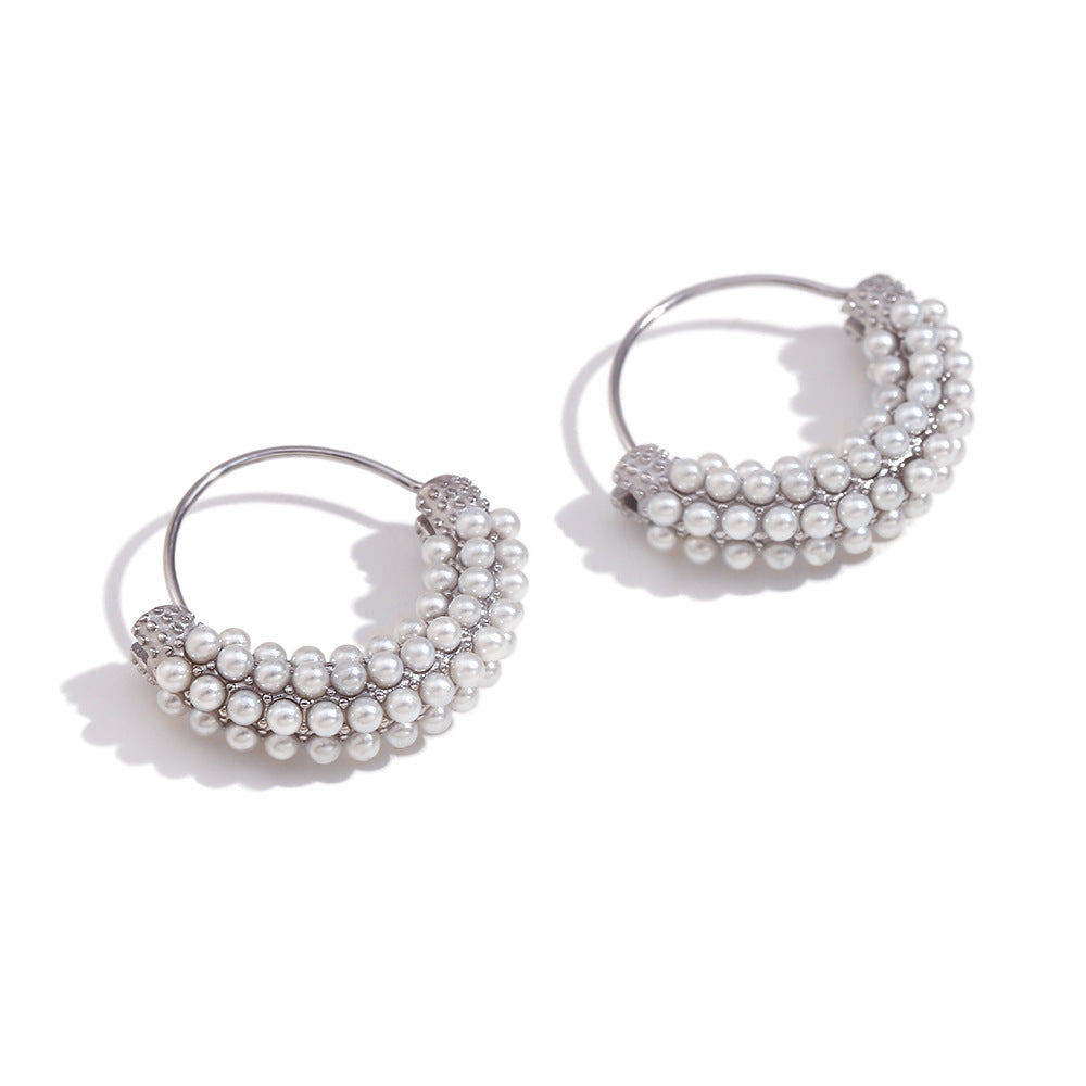 Vintage Siver Basket Earrings with Pearl