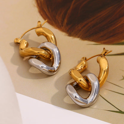 Gold and silver chain link statement earrings